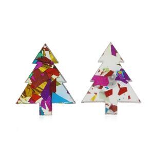 Acrylic Confetti Christmas Tree Earrings